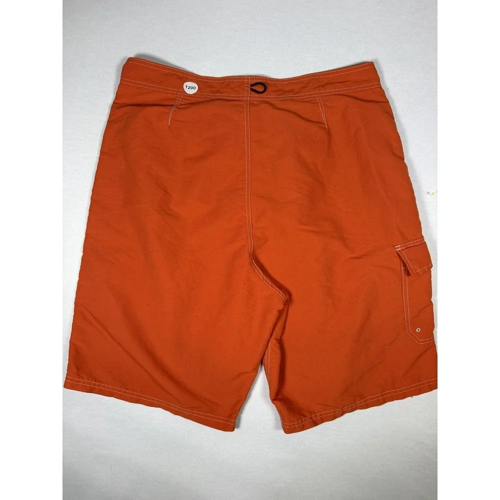 Abercrombie & Fitch Shorts Mens 34 Orange Board Swim Trunks Cargo Side Stripe